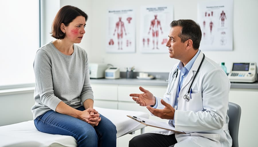 Doctor consulting with patient in medical office setting
